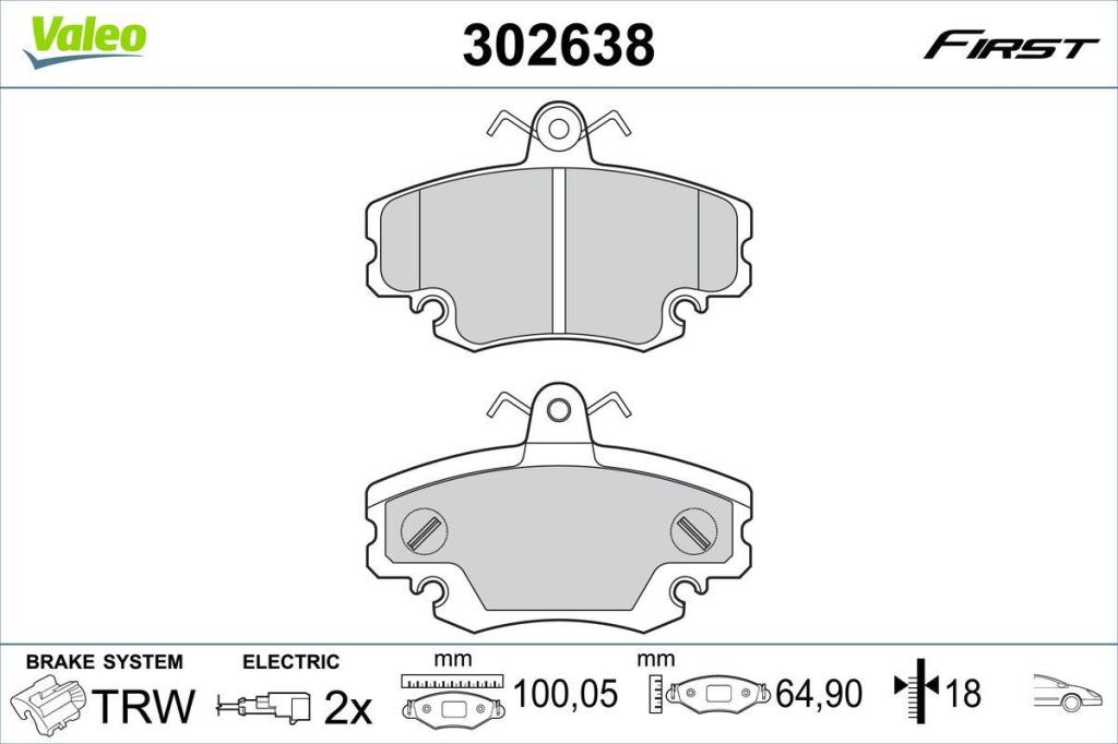 Jogo de 4 pastilhas de travão VALEO ref. 302638